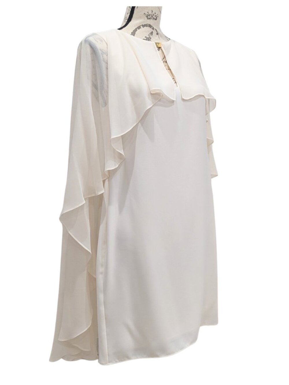 Lauren Ralph Lauren Renelle Ivory Cape Cocktail Dress Size 2 NWT - Picture 3 of 11
